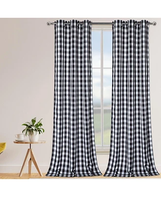 Caromio Buffalo Check Textured Grommet Window Curtain Panels Set, 37" x 95"