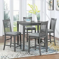 Streamdale Furniture Elegant 5-Piece Solid Wood Counter Height Dining Table Set
