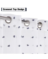 Caromio Pom Grommet Voile Sheer Window Curtain Panels Set