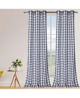 Caromio Buffalo Check Textured Grommet Window Curtain Panels Set, 37" x 95"