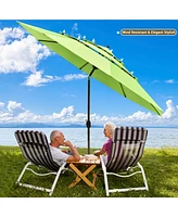 Yescom 3 Tier Patio Umbrella with Crank Handle Push to Tilt Hotel Pool