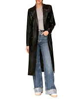 Avec Les Filles Women's Double-Breasted Belted Faux-Leather Coat