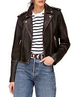 Avec Les Filles Women's Asymmetric Leather Moto Jacket