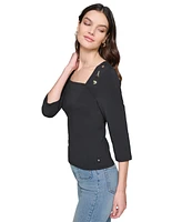 Karl Lagerfeld Paris Women's Embellished Square-Neck Top