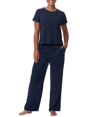 Tommy Hilfiger Women's 2-Pc. Short-Sleeve Satin Logo Pajamas Set