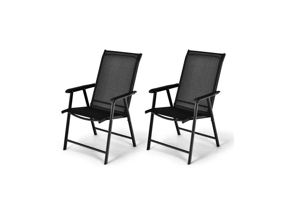 Slickblue Set of 2 Outdoor Patio Folding Chair with Ergonomic Armrests