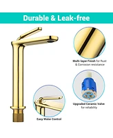 Aquaterior 2 Pack Single Handle Bathroom Vessel Sink Faucet One Hole Vanity Mixer Tap Gold