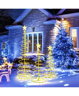 Yescom Set of 3 Led Christmas Spiral Light Kit 6Ft 4Ft 3Ft Battery Outdoor