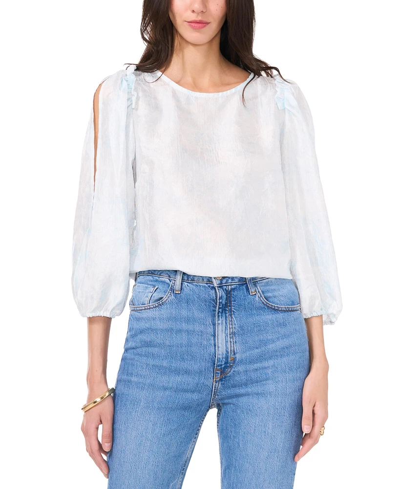 Vince Camuto Women's Ruffled-Trim Puff 3/4-Sleeve Top