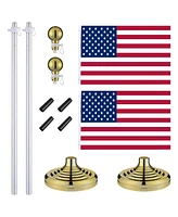 Yescom 2 Pack 8 Ft Telescoping Flag Pole Kit Gold Ball Finial 3x5 Ft Us Flag Indoor