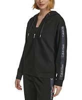 Calvin Klein Performance Women's Fleece Logo Stripe Full Zip Hoodie