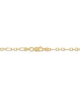 Italian Silver Square Cable Figaro Link Chain Necklace in 18k Gold-Plated Sterling Silver, 18"