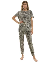 Jaclyn Intimates Women's 2-Pc. Printed Jogger Pajamas Set