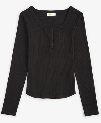 Epic Threads Girls Ribbed-Knit Long-Sleeve Henley, Created for Macy's