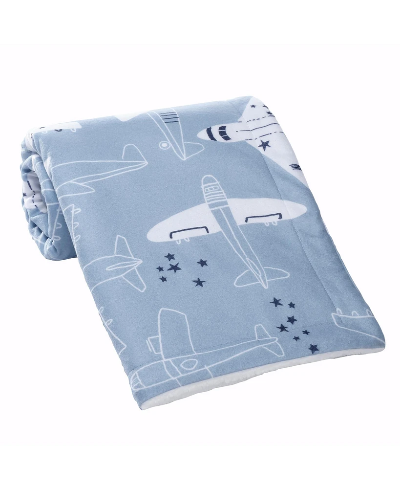 Bedtime Originals Little Aviator Blue/White Airplane Soft Fleece Baby Blanket