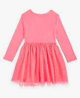 Epic Threads Toddler Girls Long-Sleeve Ribbed Glitter-Tulle Dress, Created for Macy's