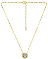 Giani Bernini Cubic Zirconia Double Halo Pendant Necklace in 18k Gold-Plated Sterling Silver, 16" + 2" extender, Created for Macy's