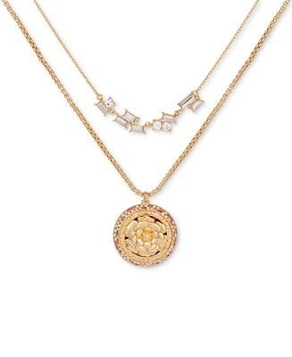 Guess Gold-Tone Crystal & Flower Layered Pendant Necklace, 18" + 2" extender