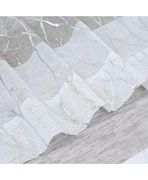 Caromio Branches Silver Foil Stripe Grommet Sheer Window Curtain Panels