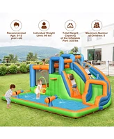 Inolait 7-in-1 Inflatable Giant Water Park Bouncer with Dual Climbing Walls and 735W Blower