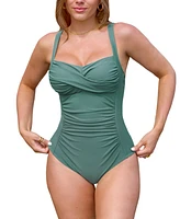 Cupshe Women's Eucalyptus Sweetheart Push-Up Tummy Control One Piece Swimsuit