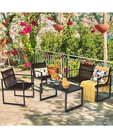 Sugift 4 Pieces Patio Furniture Conversation Set with Sofa Loveseat