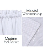 Caromio 3Pc Waffle Weave Rod Pocket Kitchen Curtain Tier and Valance Set