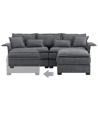 Mondawe 95x66"Oversized Luxury Sectional Sofa with Bentwood Armrests,4 seat Upholstered Indoor Furniture with Double Cushions,L Shape Couch with Ottom