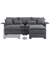 Mondawe 95x66"Oversized Luxury Sectional Sofa with Bentwood Armrests,4 seat Upholstered Indoor Furniture with Double Cushions,L Shape Couch with Ottom