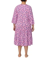 Ellen Tracy Plus Printed 3/4-Sleeve Nightgown