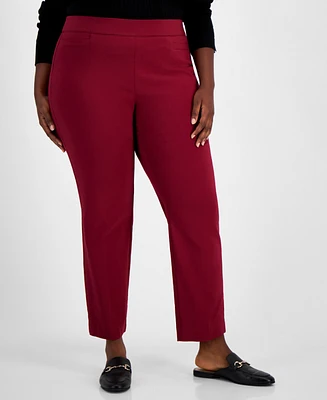 Jm Collection Plus High Rise Pull-On Straight Leg Pants, Exclusively at Macy's