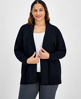 Jm Collection Plus Open-Front Cardigan Sweater, Created for Macy's