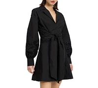 En Saison Women's Benedetta Cotton Tie-Waist Shirtdress