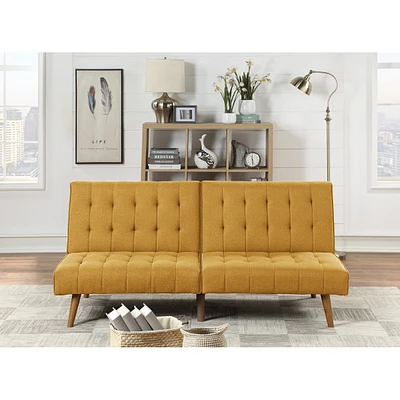 Simplie Fun Mustard Modern Convertible Sofa 1 Piece Set Couch Polyfiber Plush Tufted Cushion Sofa Living