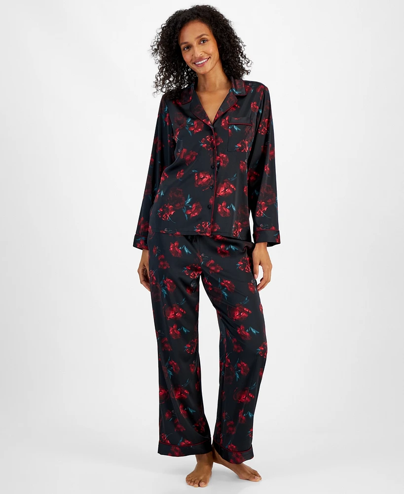 I.n.c. International Concepts Women's 2-Pc. Piped-Trim Satin Pajamas Set, Created for Macy's