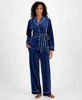 I.n.c. International Concepts Women's 2-Pc. Velvet Shawl-Collar Pajamas Set, Created for Macy's