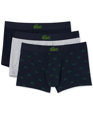 Lacoste Men's Regular Fit Stretch Mini Croc Trunks, Pack of 3