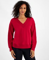 Id Ideology Women's Fleece V-Neck Sweatshirt, Created for Macy's