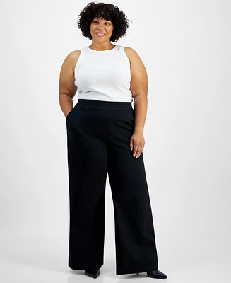 I.n.c. International Concepts Plus Wide-Leg Ponte-Knit Pants, Created for Macy's