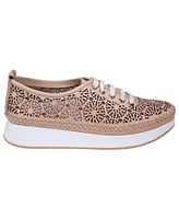 Cools 21 Women's Sarto Perforated Leather Lace Up Platform Sneakers