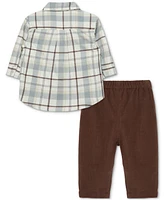 Little Me Baby Boys Plaid Shirt & Pants Set