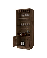 Fm Furniture Sophia Bar Cabinet with Glassware Rack and Five Bottle Racks