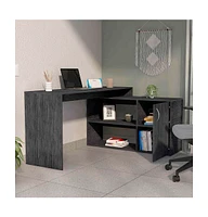 Fm Furniture Dallas L-Shaped Home Office Desk, Two Shelves, Single Door Cabinet