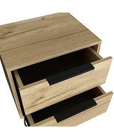 Fm Furniture Nuvo Nightstand,Two Drawers, Hairpin Legs