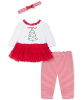 Little Me Baby Girls 1st Holiday Tutu Dress, Striped Leggings & Headband Set