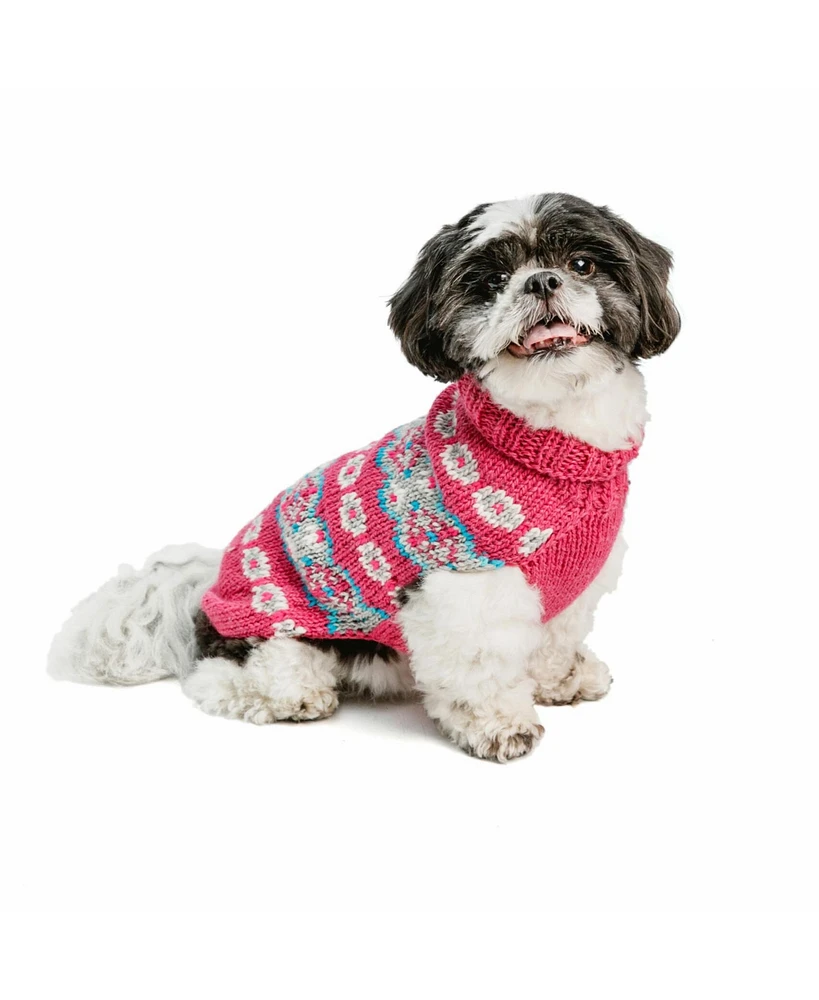 Chilly Dog Xs Rose Alpaca Fairlsle Dog Sweater