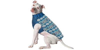 Chilly Dog Teal Alpaca Fairisle Dog Sweater