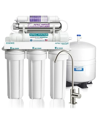 Apec Water Systems Essence Alkaline Mineral pH+ and Uv Ultra-Violet Sterilizer 75 Gpd 7-Stage Reverse Osmosis Water Systems for Drinking Water