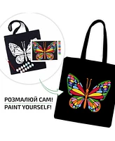 Rosa ROSATalent: Eco-Friendly Cotton Ecobag Coloring Kit – Magic Butterfly (220 Gsm, 38x42 cm)