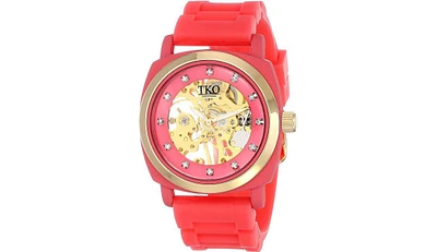 Tko Women's Mechanical Movement Skeleton Watch with Rubber Band